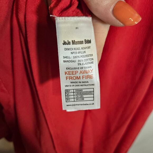 Vintage Jojo Mamen Bebe Red Layered Embroidered Midi Dress Bohemian Easter 8 - Picture 7 of 11